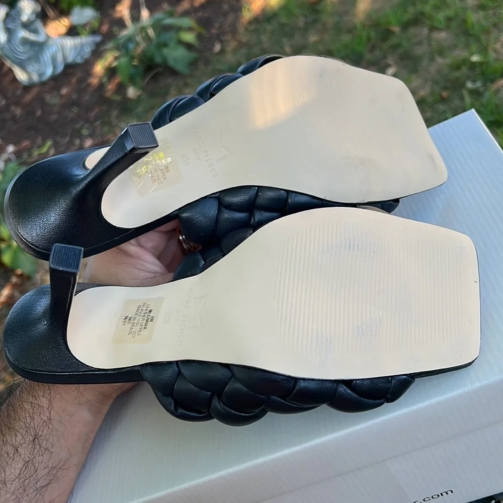 MARC FISHER DAKINA SQUARE TOE SLIDE new with box